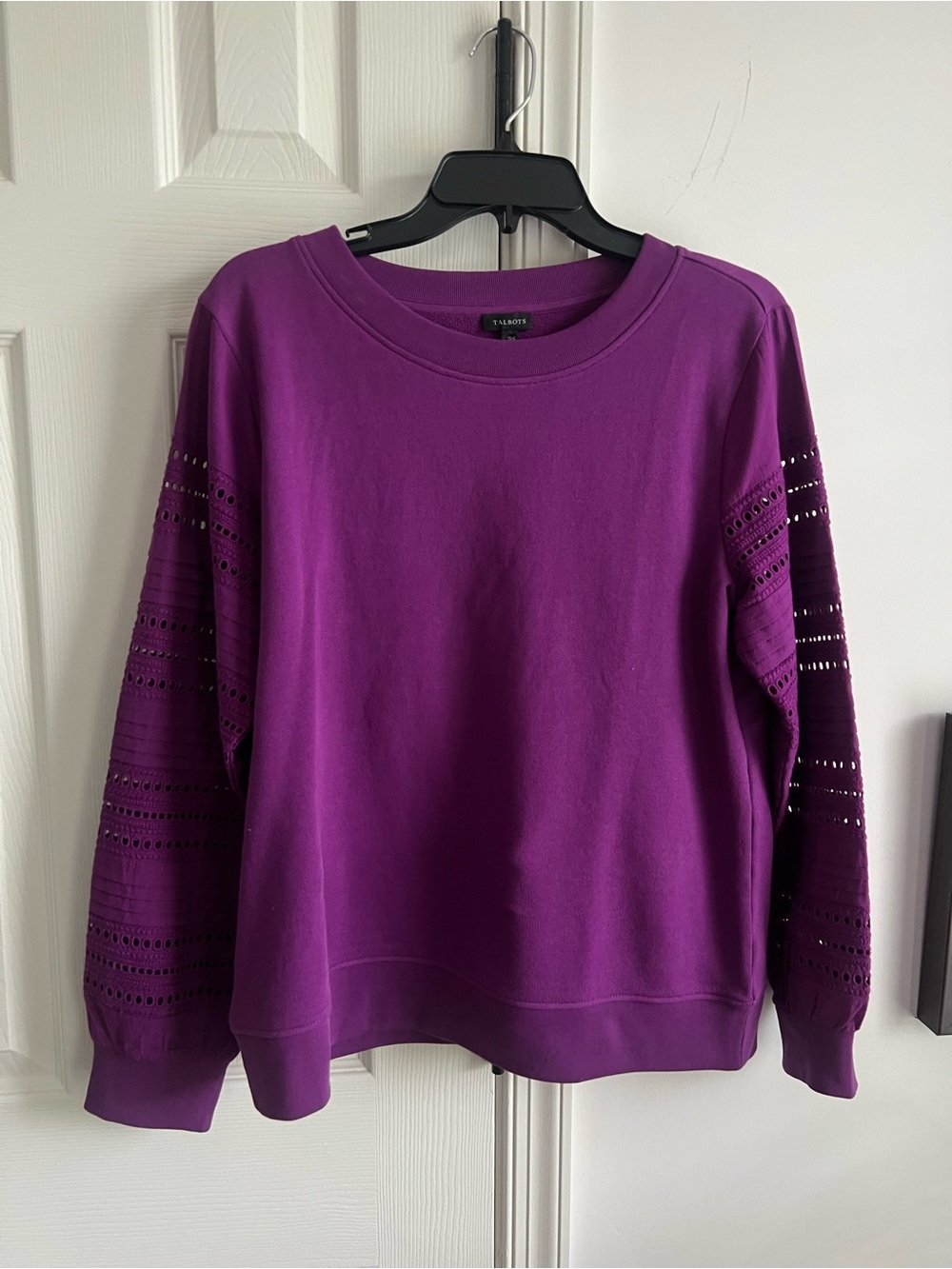 Talbots Purple Eyelet-Sleeve Sweatshirt M